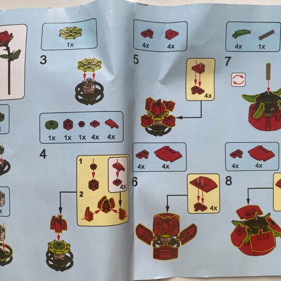 Lego Red Rose Faux Flower Not Assembled - Picture 4 of 5